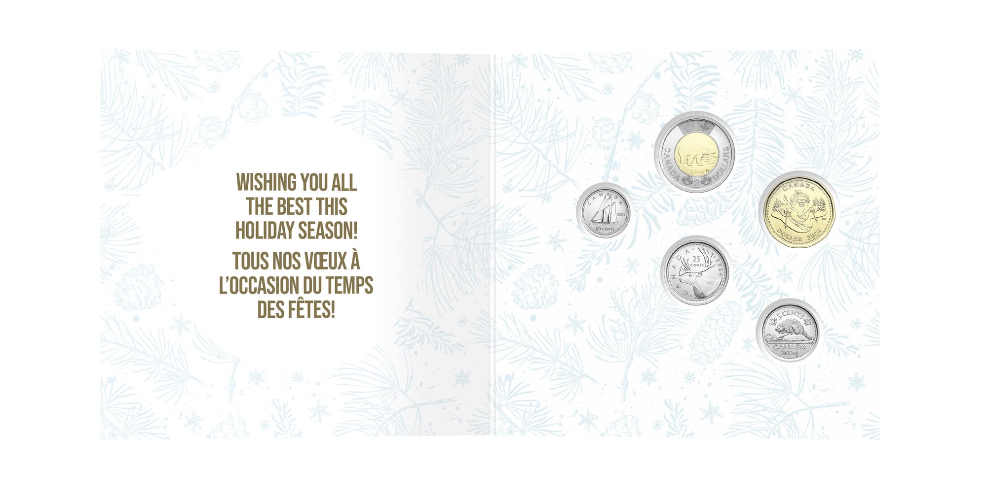 2024 Christmas Holiday Gift Card Set Three-Ply Brass Finish-Plated Steel Coin Set