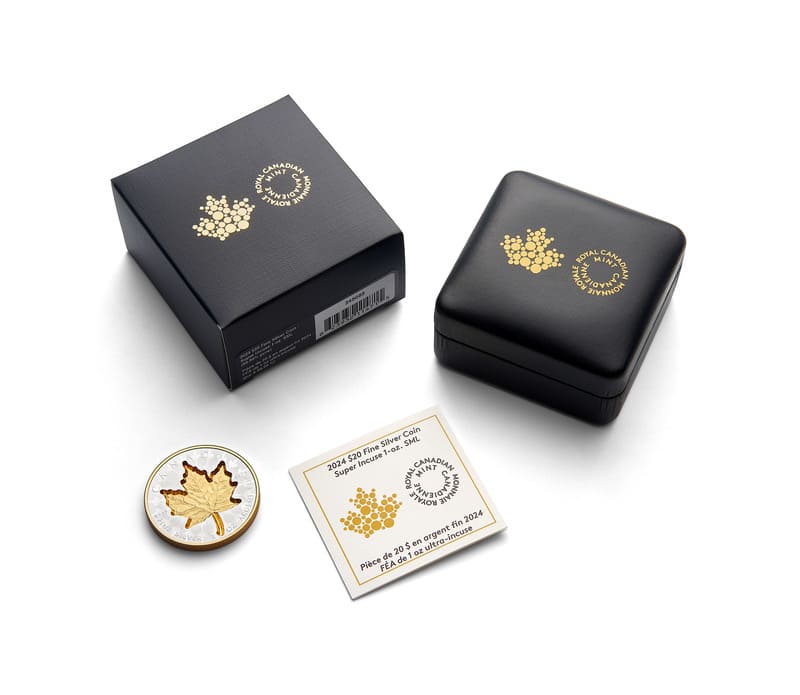 2024 Super Incuse Silver Maple Leaf SML 1 oz Fine Silver Coin