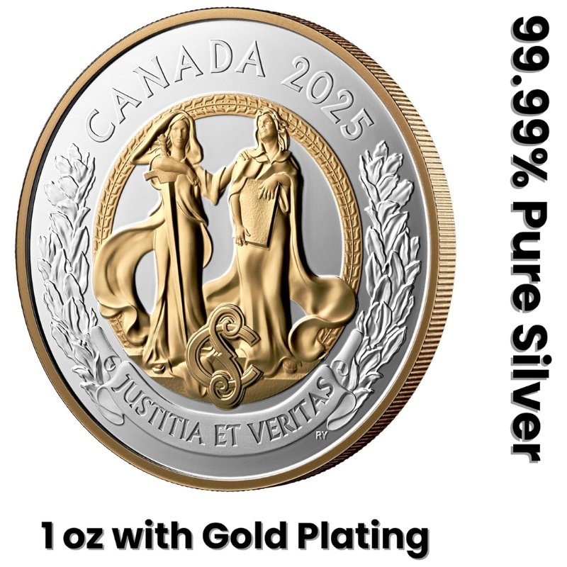 2025 1 oz Silver Coin Allegories of Justice and Truth Royal Canadian Mint Gold Coin