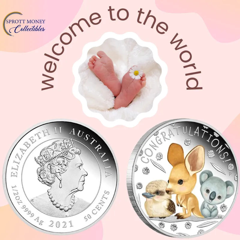 Welcome to the world coin Newborn 1/2 oz Pure Silver Coin Baby Shower Gift
