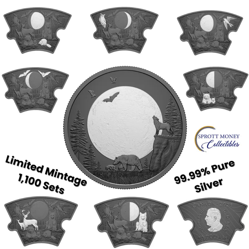 2025 Fine Silver Puzzle Coin Set Moon Phases Royal Canadian Mint Silver Coin Set Canada Coin Rare Gold Coin