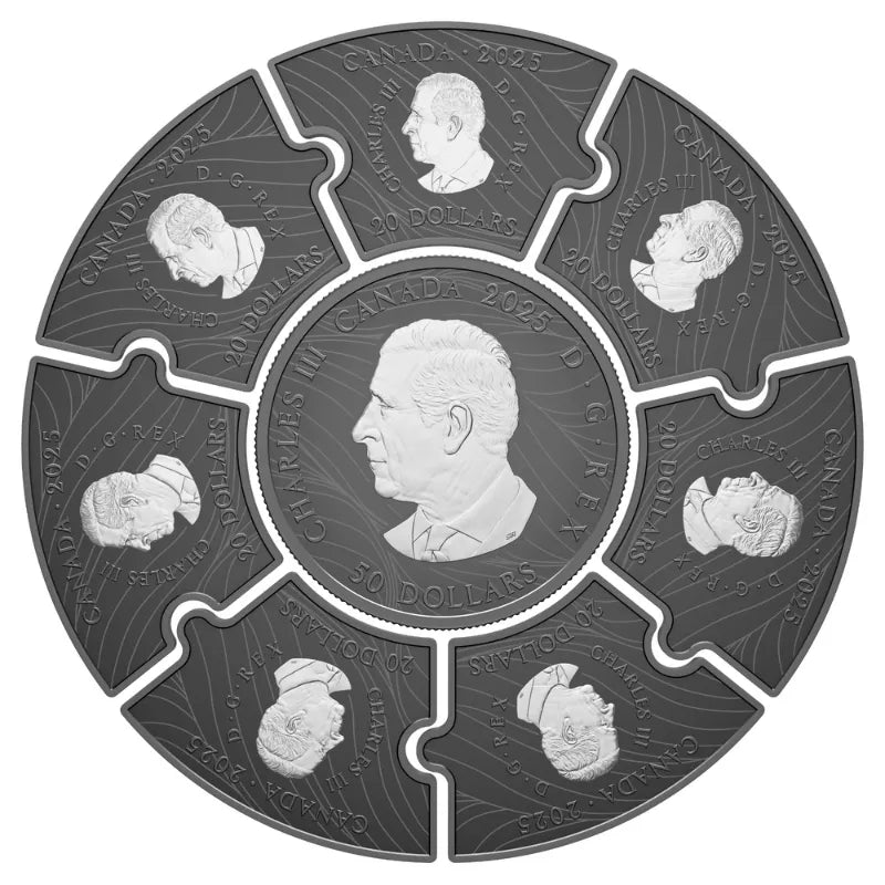 2025 Fine Silver Puzzle Coin Set Moon Phases Royal Canadian Mint Silver Coin Set Canada Coin Rare Gold Coin
