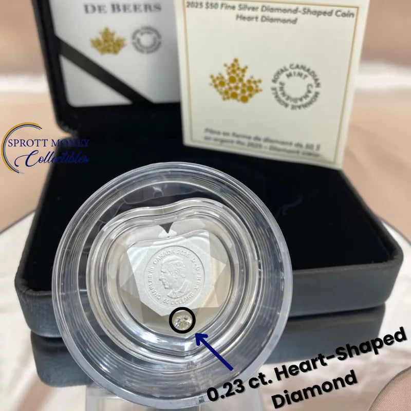 2025 Silver Diamond-Shaped Heart Coin Royal Canadian Mint Gold Coin