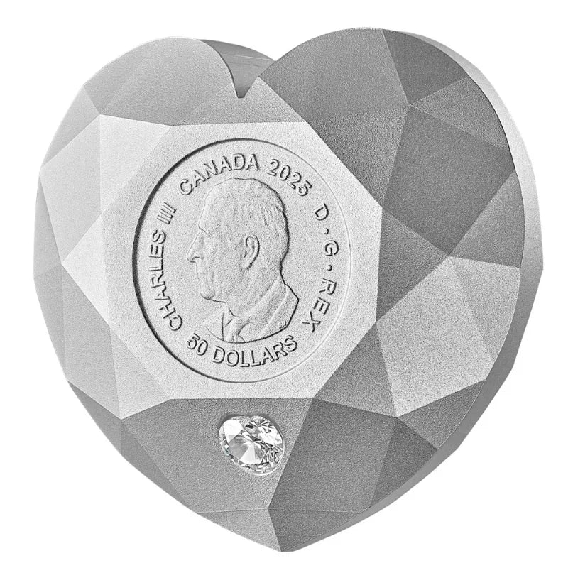 2025 Silver Diamond-Shaped Heart Coin Royal Canadian Mint Gold Coin