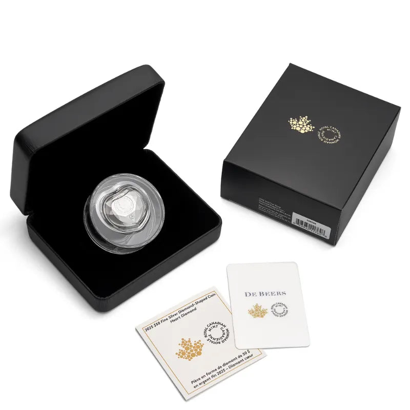 2025 Silver Diamond-Shaped Heart Coin Royal Canadian Mint Gold Coin