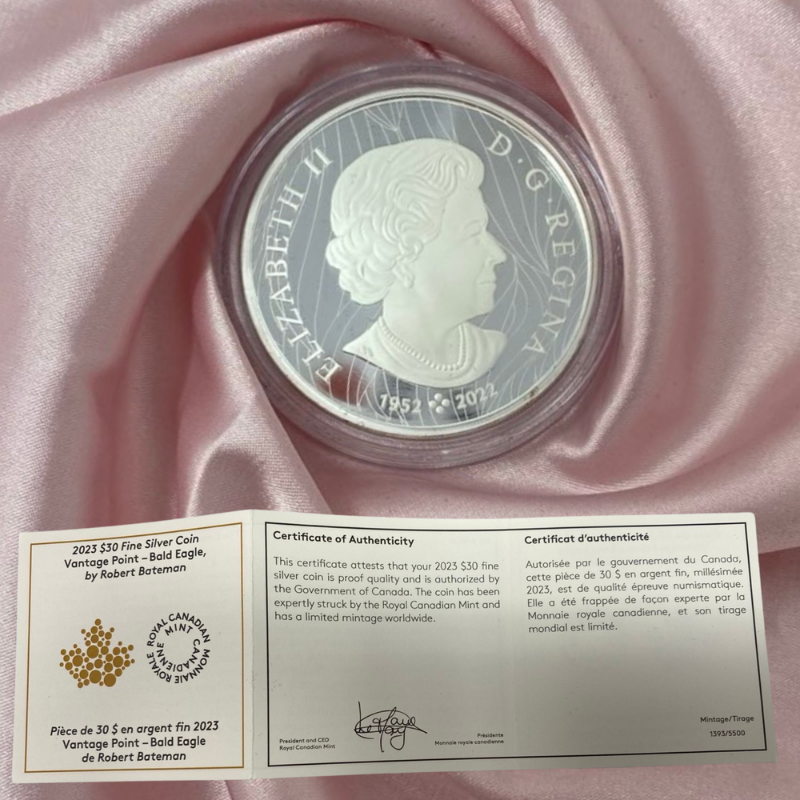 2023 Vantage Point - Bald Eagle 2 oz Silver Coin-Royal Canadian Mint Sprott Money