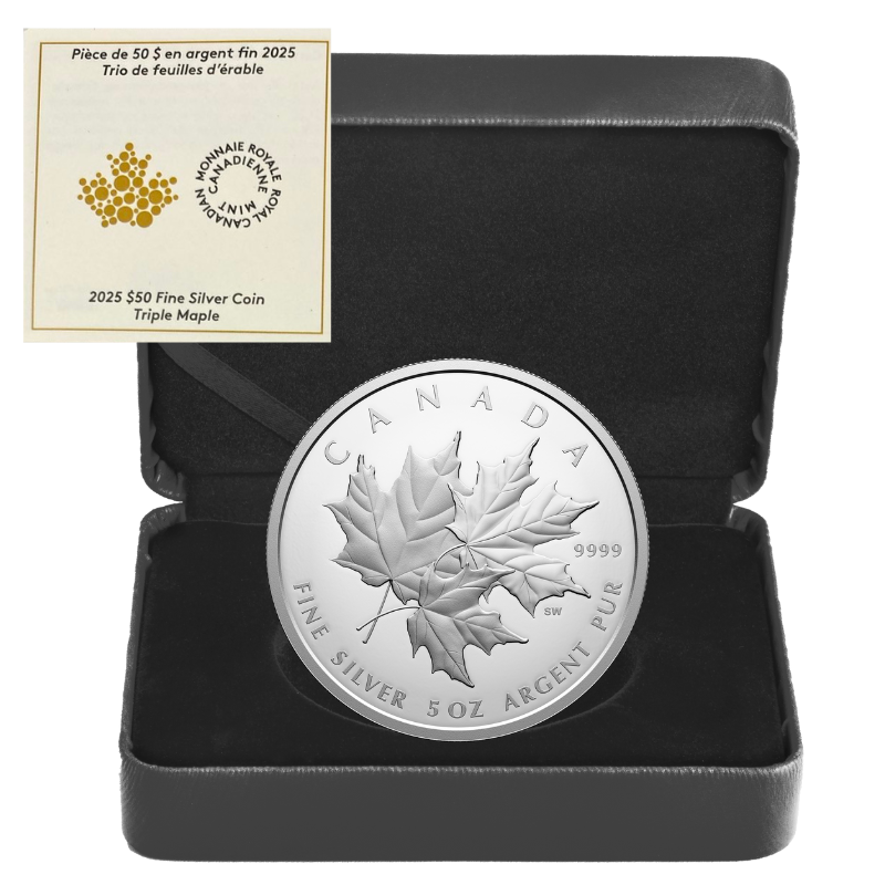 2025 Fine 5 oz Triple Maple Silver Coin - Royal Canadian Mint