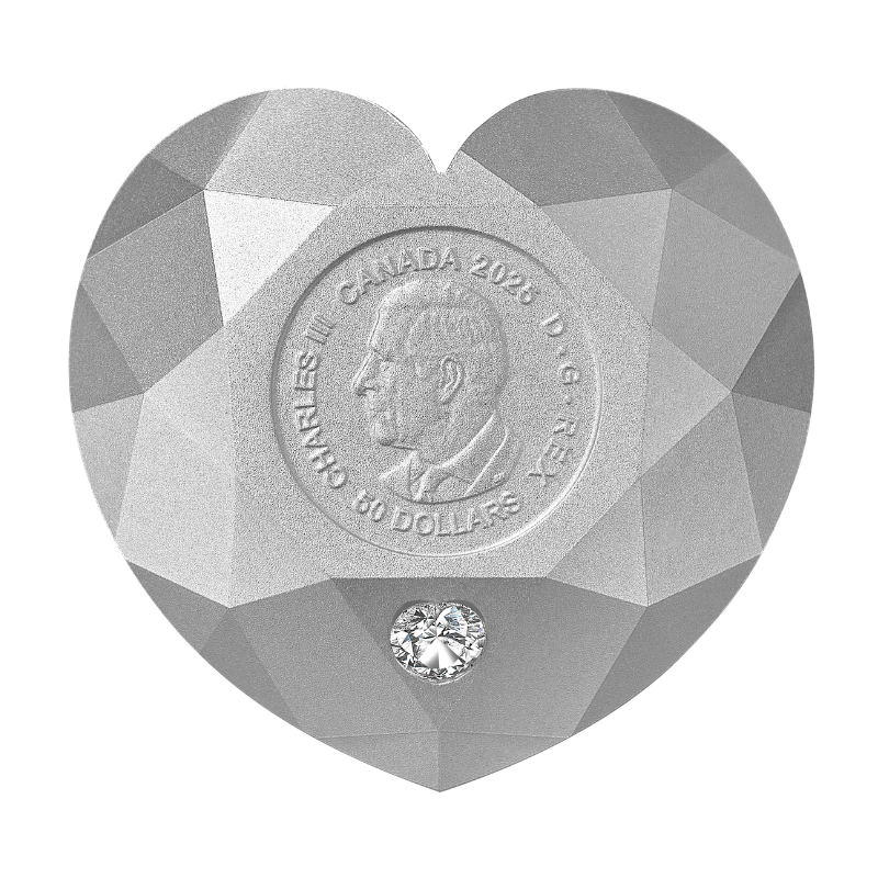 2025 Silver Diamond-Shaped Heart Coin Royal Canadian Mint Gold Coin
