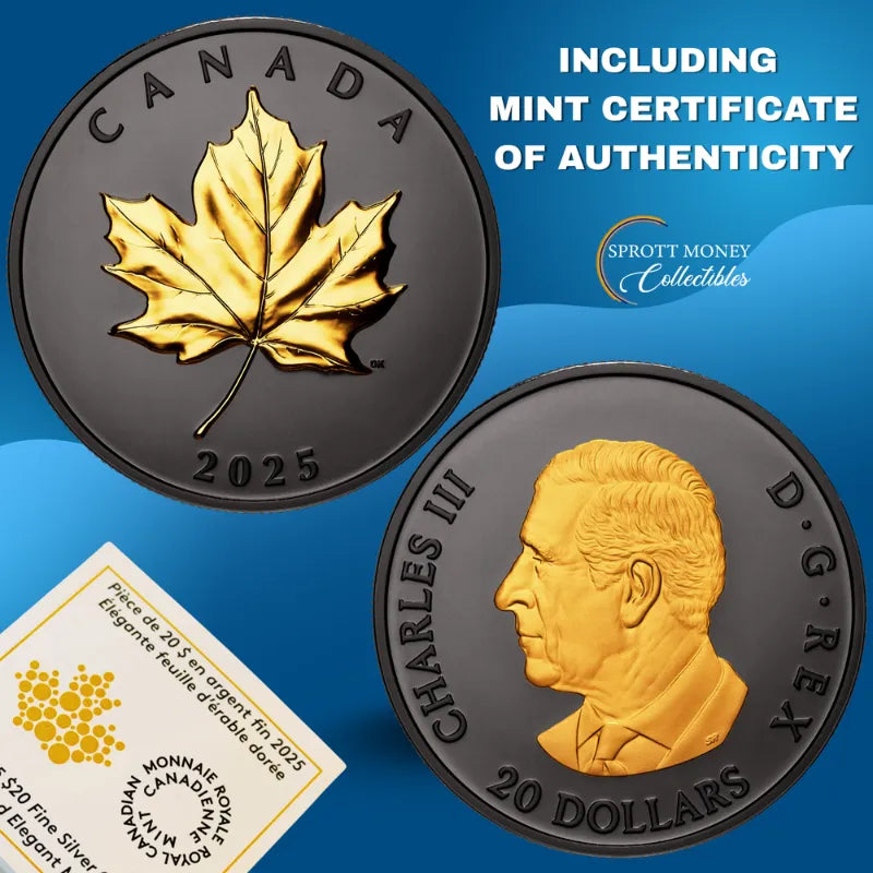2025 Pure Silver Coin Gilded Elegant Maple - Royal Canadian Mint