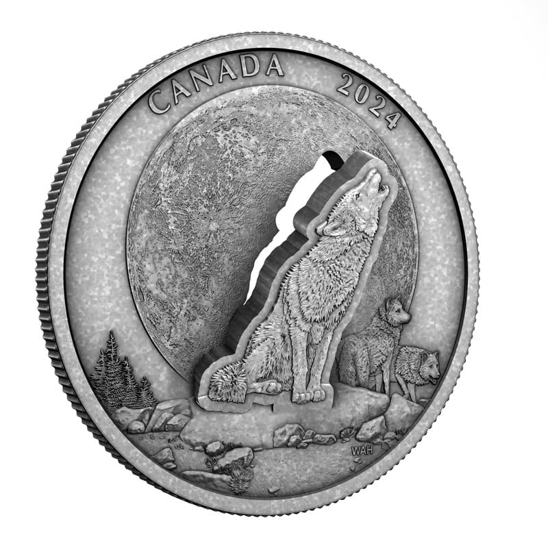 2024 The Howling Wolf 2 oz Fine Silver Coin with 3D Art