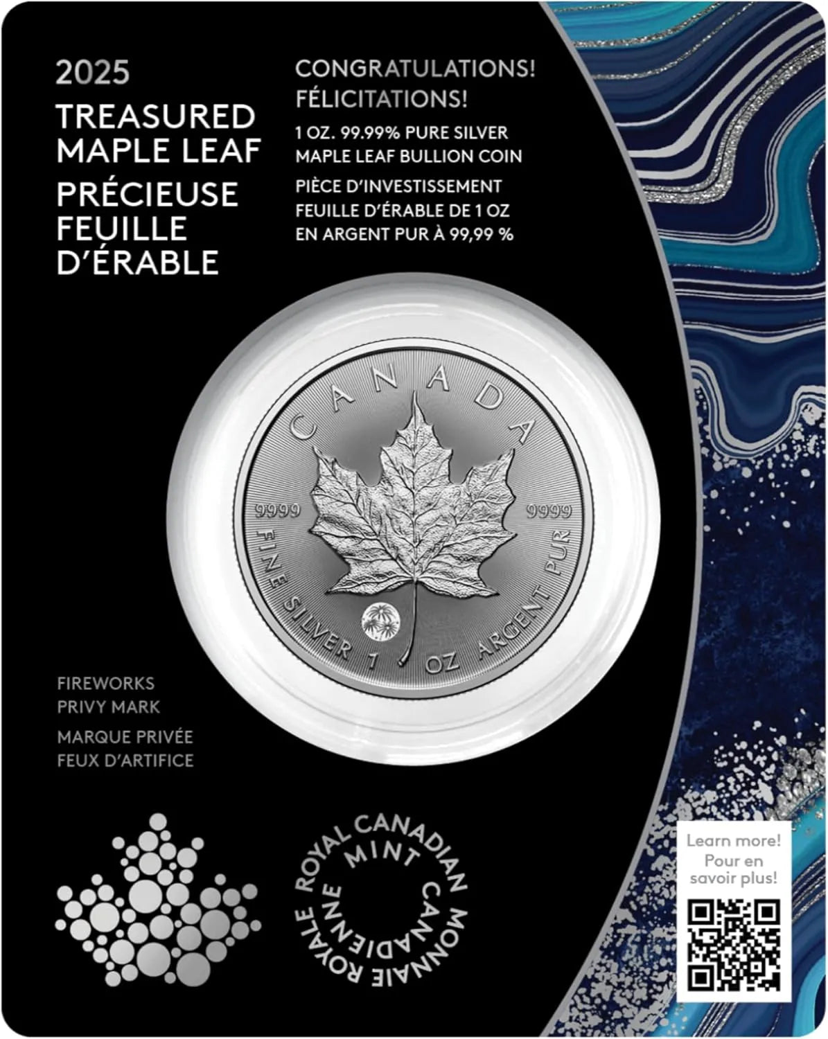 2025 Congratulations Treasured Silver Maple Leaf 1 oz Silver Coin Royal Canadian Mint Canadian Coin Made in Canada Gold Coin Maple Leaf gifts