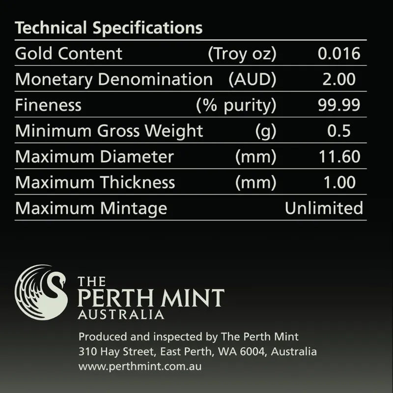 2025 Mini Roo 0.5g Gold Proof Coin in Card, Ready to Gift - The Perth Mint