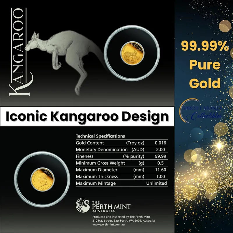 2025 Mini Roo 0.5g Gold Proof Coin in Card, Ready to Gift - The Perth Mint