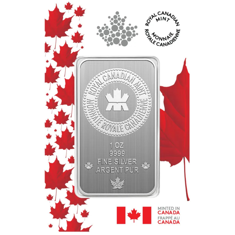 2025 1oz. Pure Silver Bar in Proudly Canadian Packaging Royal Canadian Mint