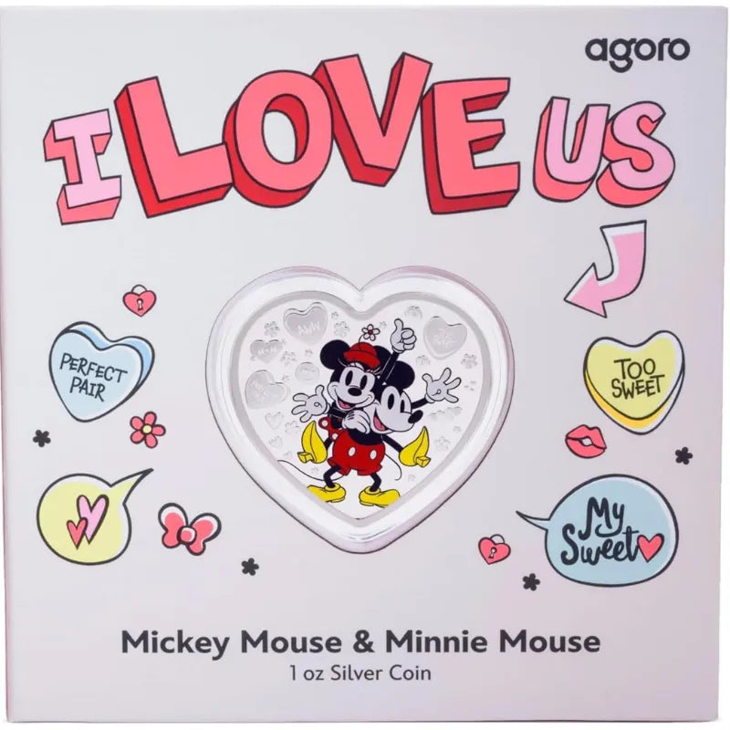 I Love US Mickey Mouse & Minnie Mouse Fine Silver Coin Fine Silver Coin Collectibles Gift Ideas Lucky Charms Gift Card Book Sentimental Gifts Unique Gifts