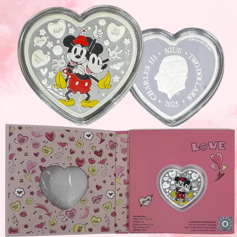 I Love US Mickey Mouse & Minnie Mouse Fine Silver Coin Fine Silver Coin Collectibles Gift Ideas Lucky Charms Gift Card Book Sentimental Gifts Unique Gifts