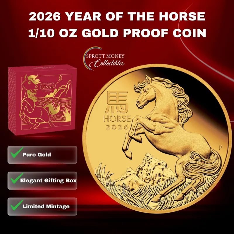 Australian Lunar Series III 2026 Year of The Horse 1/10oz Gold Proof Coin The Perth Mint