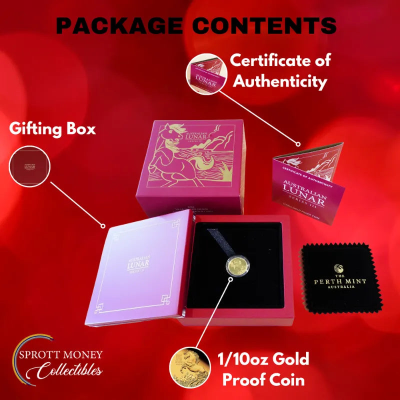 Australian Lunar Series III 2026 Year of The Horse 1/10oz Gold Proof Coin The Perth Mint