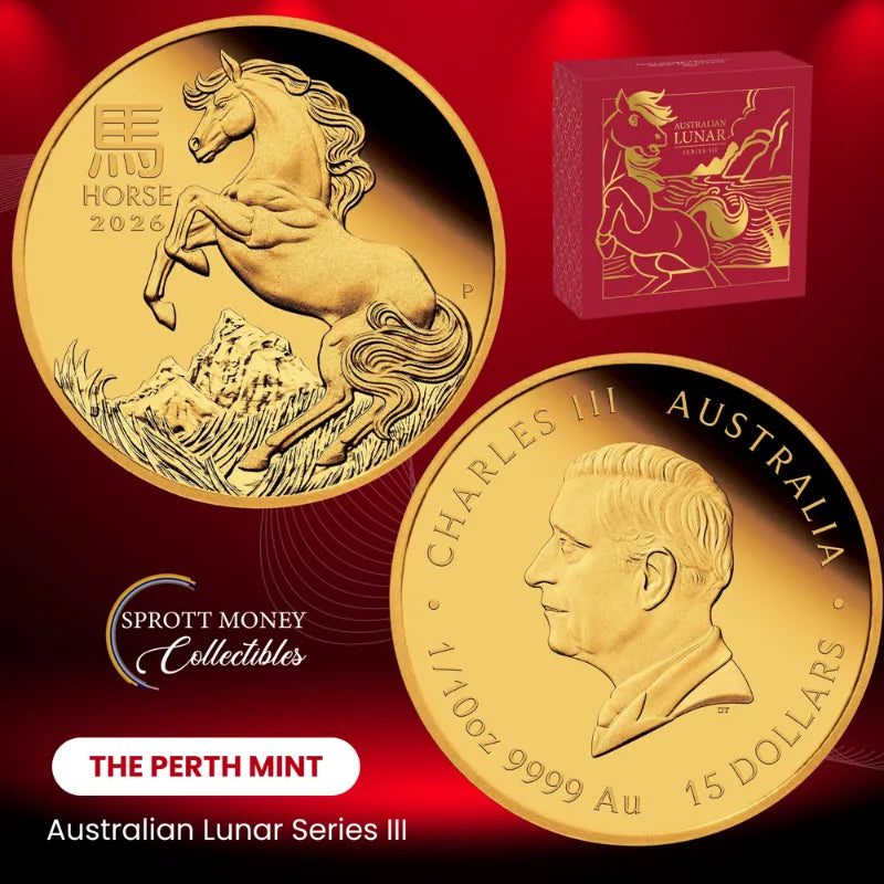 Australian Lunar Series III 2026 Year of The Horse 1/10oz Gold Proof Coin The Perth Mint