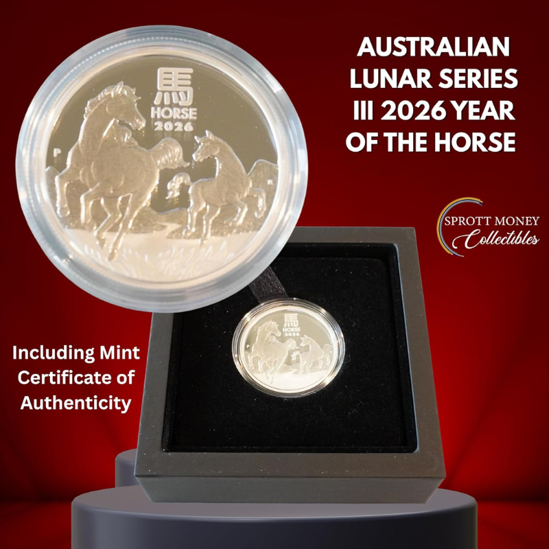 Australian Lunar Series III 2026 Year of The Horse 1/2oz Pure Silver Proof Coin The Perth Mint