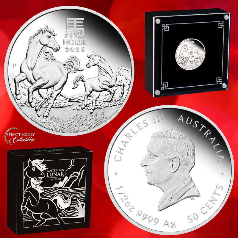 Australian Lunar Series III 2026 Year of The Horse 1/2oz Pure Silver Proof Coin The Perth Mint
