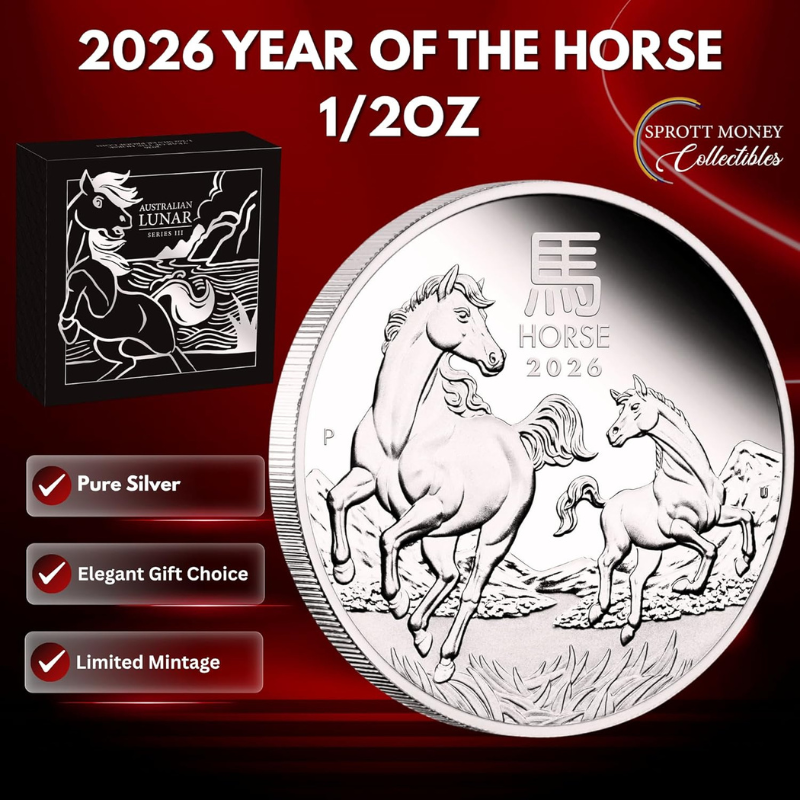 Australian Lunar Series III 2026 Year of The Horse 1/2oz Pure Silver Proof Coin The Perth Mint