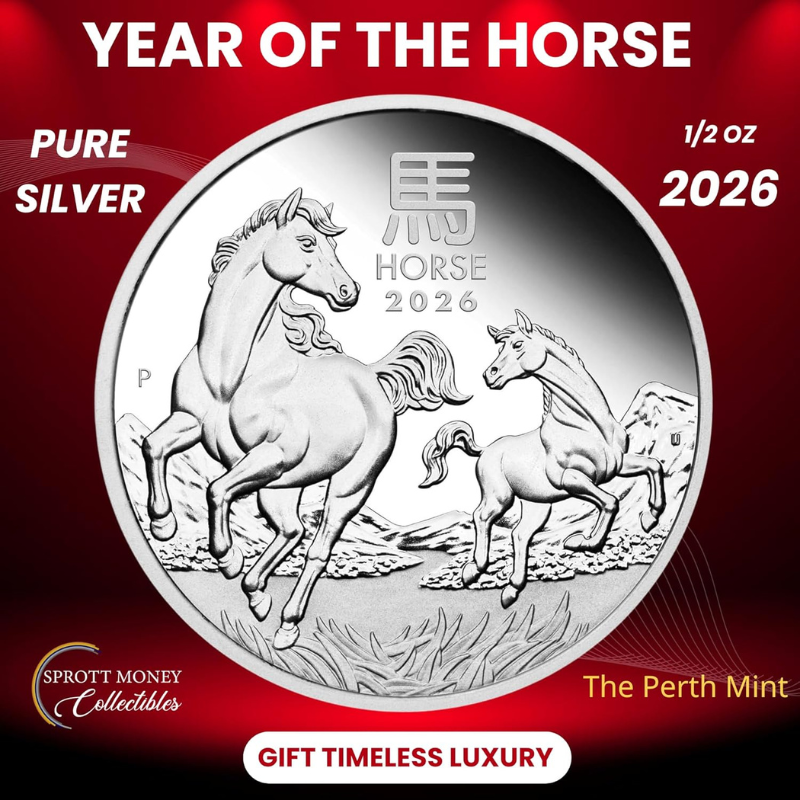 Australian Lunar Series III 2026 Year of The Horse 1/2oz Pure Silver Proof Coin The Perth Mint