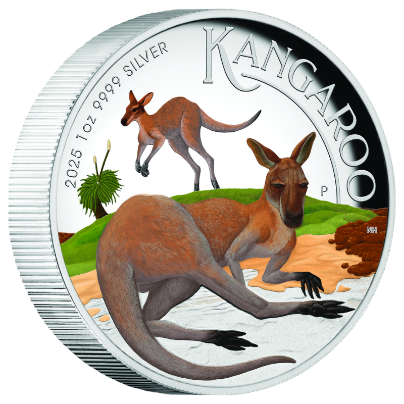 2025 Australian Kangaroo 1oz Silver Proof High Relief Coloured Coin - The Perth Mint King Charles III Collector Coins Silver Coins 1 oz Gift Ideas
