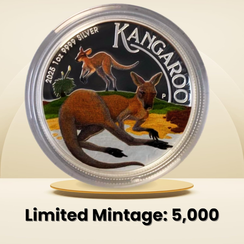 2025 Australian Kangaroo 1oz Silver Proof High Relief Coloured Coin - The Perth Mint King Charles III Collector Coins Silver Coins 1 oz Gift Ideas