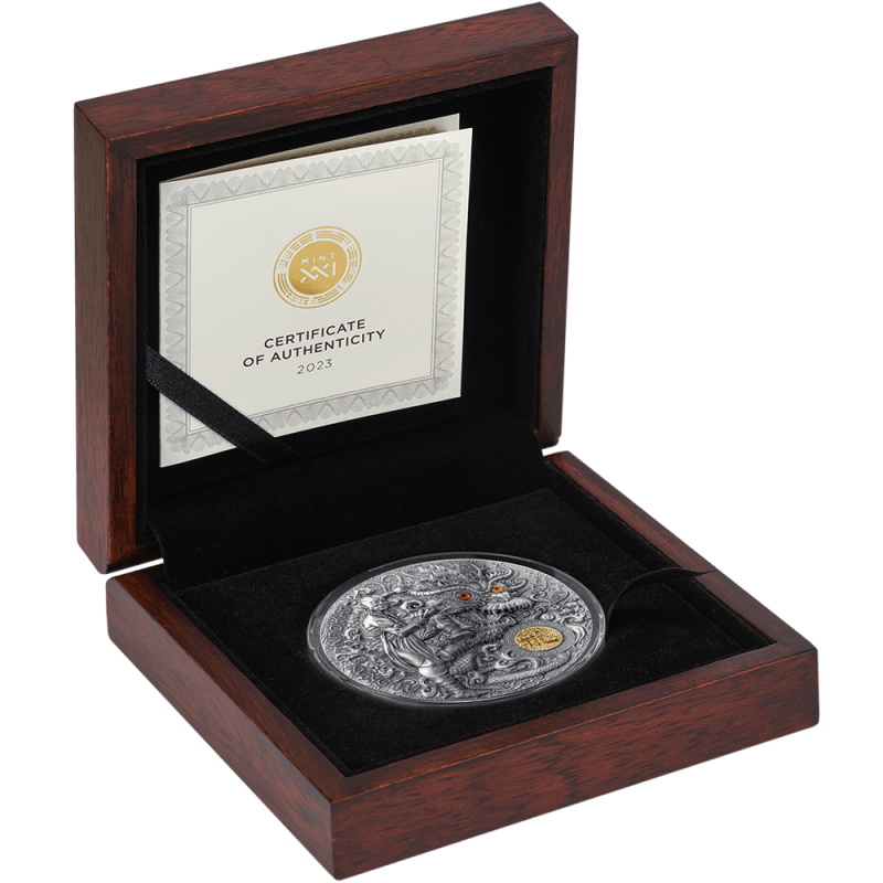 2023 Shaolin Kung Fu Dragon Martial Arts Styles 2 oz Antique Finish Silver Coin - Sprott Money Collectibles