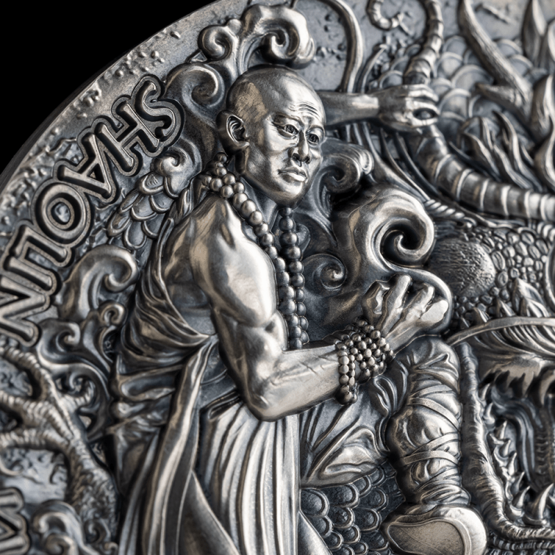 2023 Shaolin Kung Fu Dragon Martial Arts Styles 2 oz Antique Finish Silver Coin - Sprott Money Collectibles