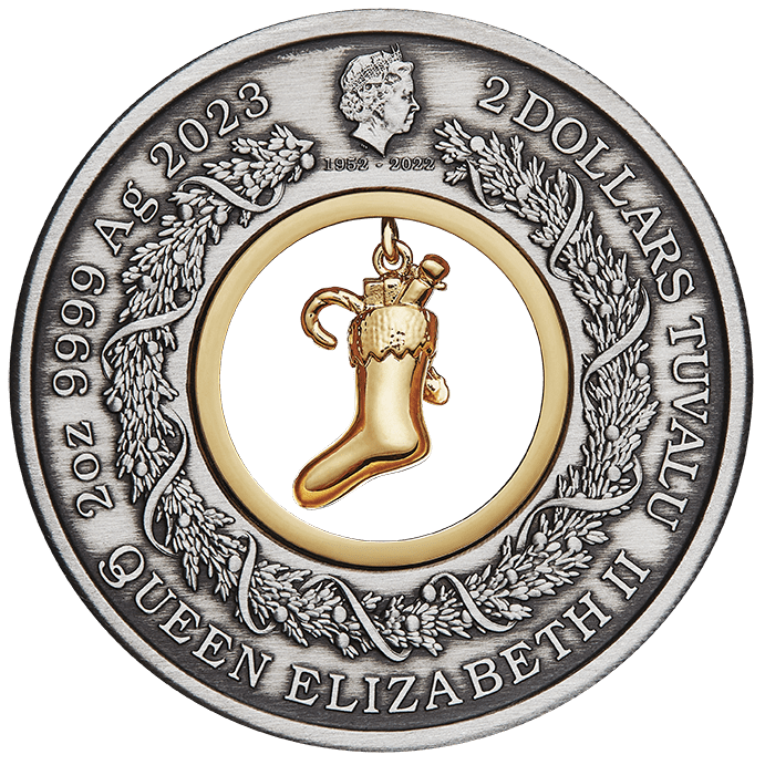 2023 The Night Before Christmas 2 oz Silver Antiqued Coloured Coin - Sprott Money Collectibles