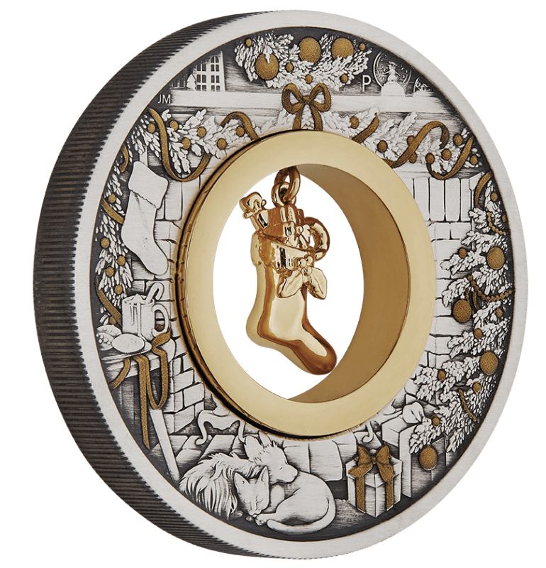 2023 The Night Before Christmas 2 oz Silver Antiqued Coloured Coin - Sprott Money Collectibles