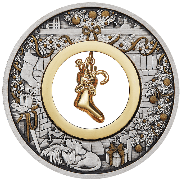 2023 The Night Before Christmas 2 oz Silver Antiqued Coloured Coin - Sprott Money Collectibles