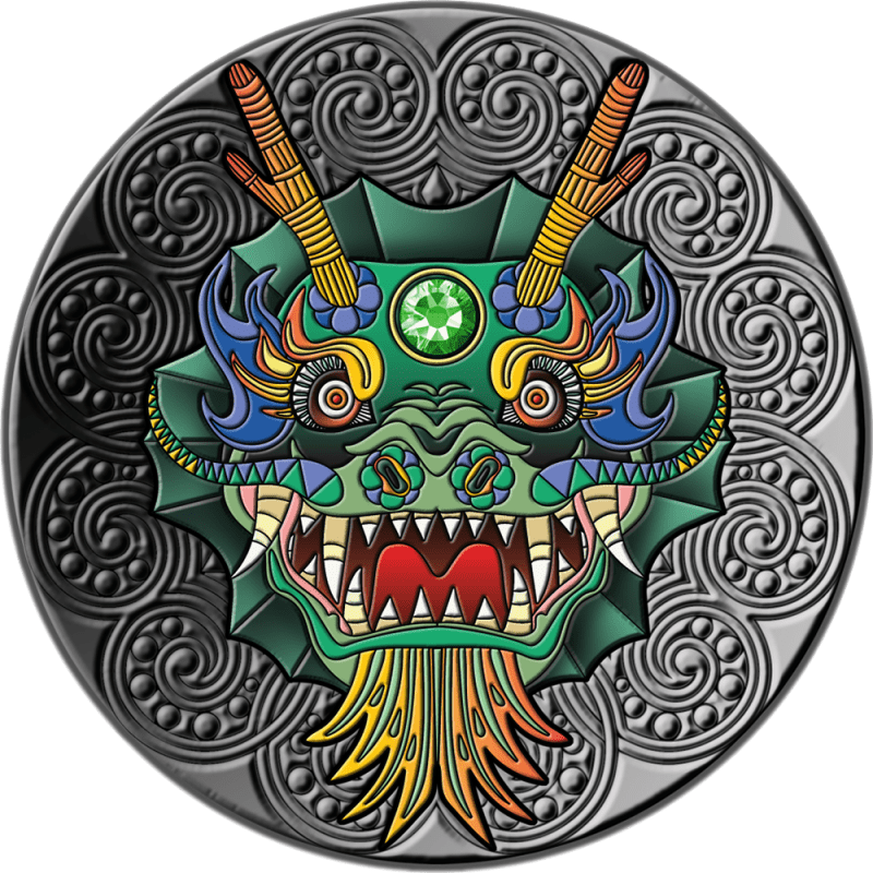 2024 Dragon Mandala Collection 2 oz Antique Finish Silver Coin - Sprott Money Collectibles