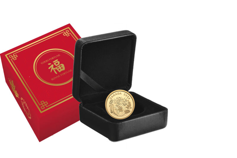 2024 Spirit Dragon 1/20 oz $8 Pure Gold Coin, Lunar Year of Dragon - Sprott Money Collectibles