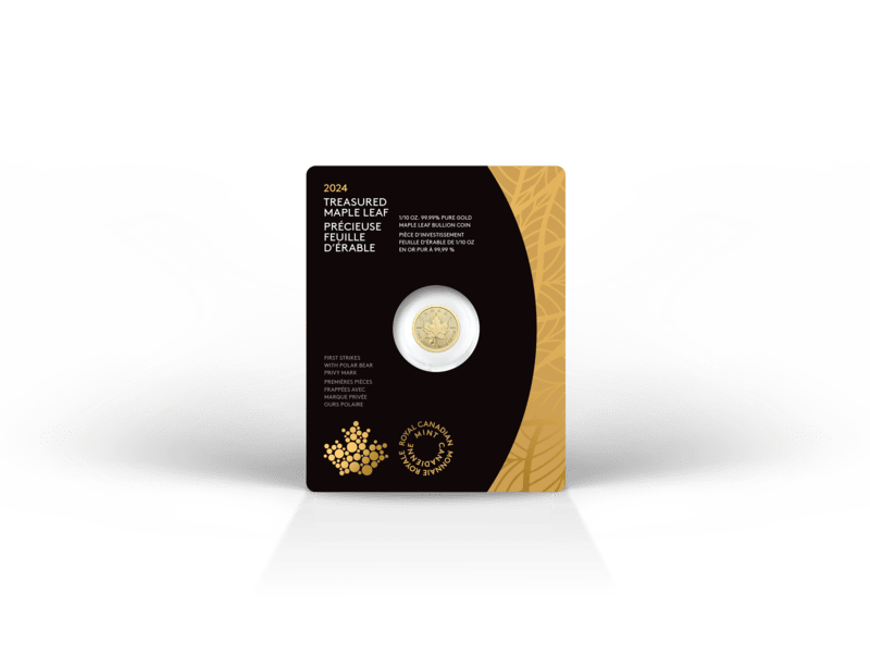 2024 Treasured Gold Maple Leaf First Strikes 1/10 oz $5 Pure Gold Coin - Sprott Money Collectibles