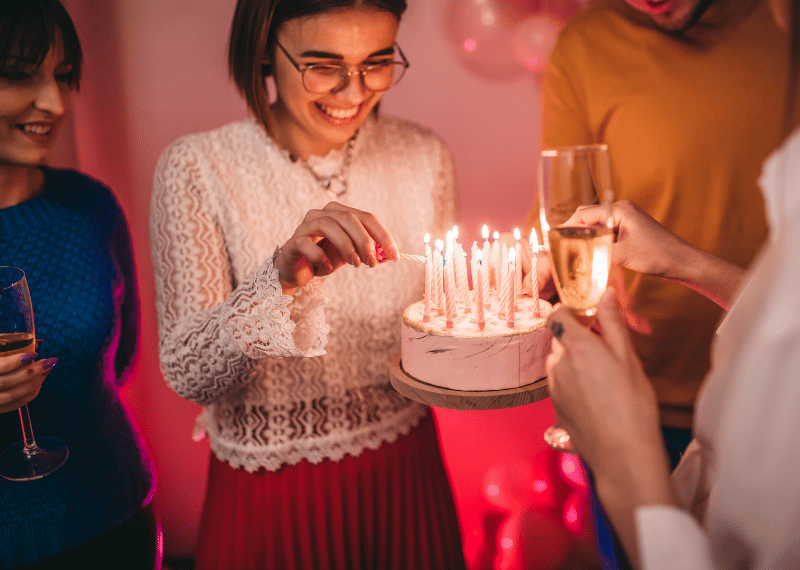 Group of friends celebrating birthday
