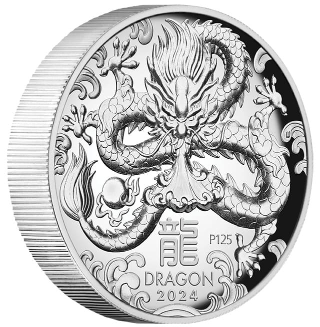 2024 Australian Lunar Series III Year of The Dragon 1oz Silver Proof High Relief Coin