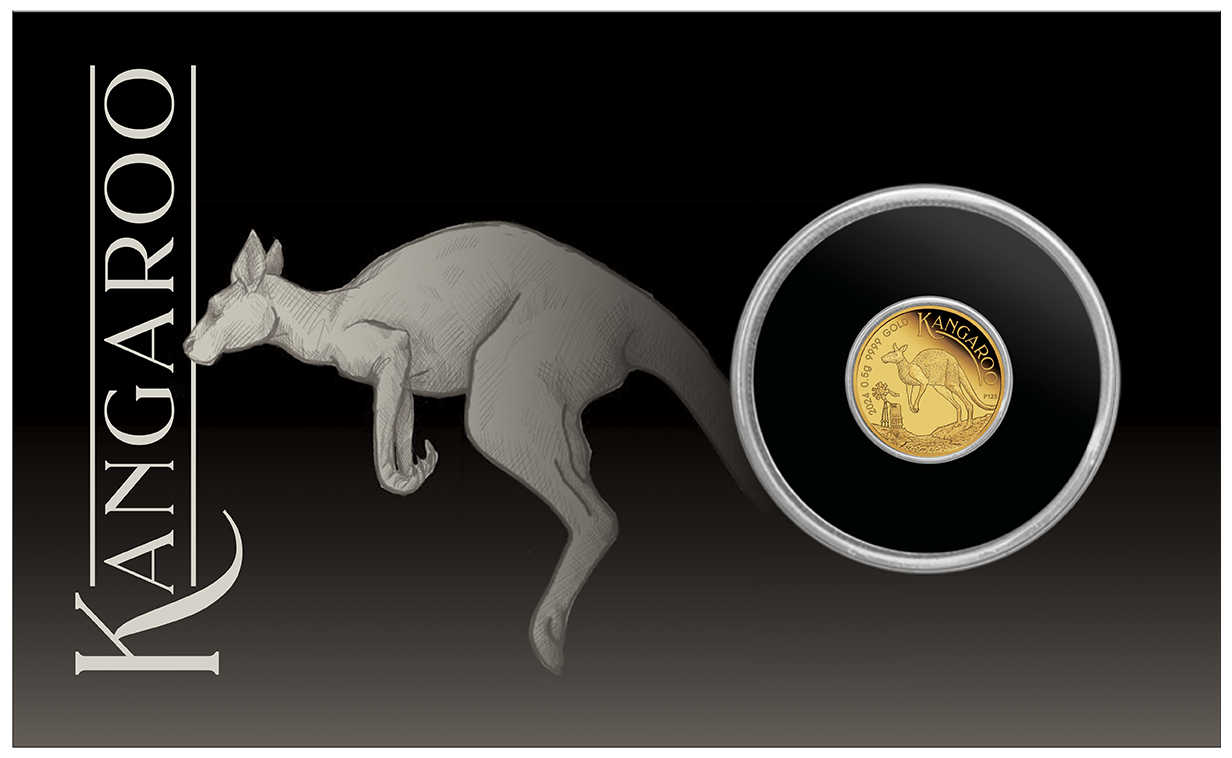 2024 Mini Roo 0.5g Gold Proof Coin in Card, Ready to Gift