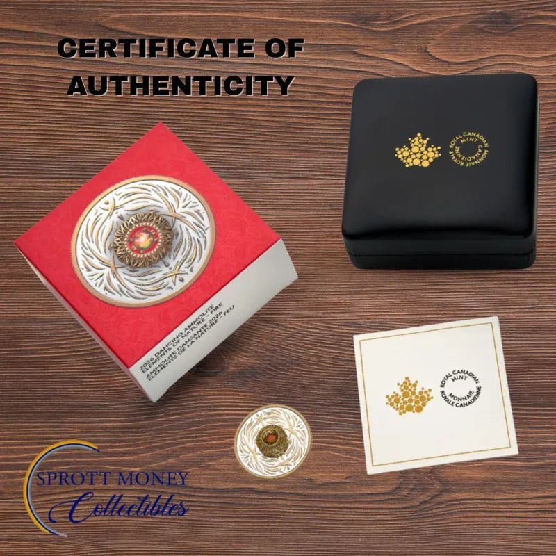 2026  20.86 g FINE SILVER COIN DANCING AMMOLITE - ELEMENTS OF NATURE: FIRE Royal Canadian Mint