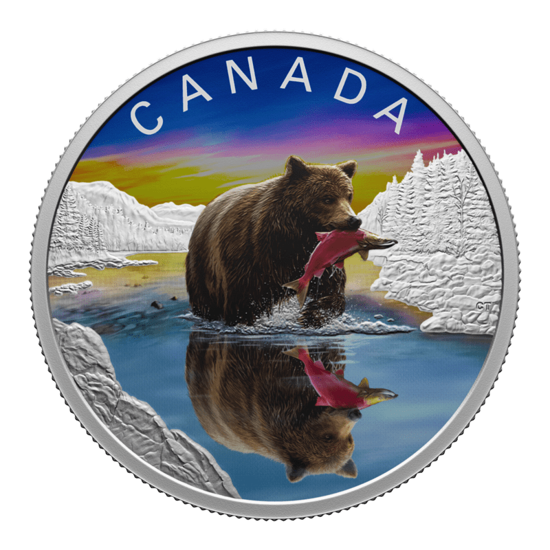 2024 Wildlife Reflections - Grizzly Bear 1 oz Fine Silver Coin