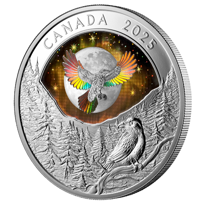 2025 1 oz Silver Coin Moon Sky: Raven Royal Canadian Mint
