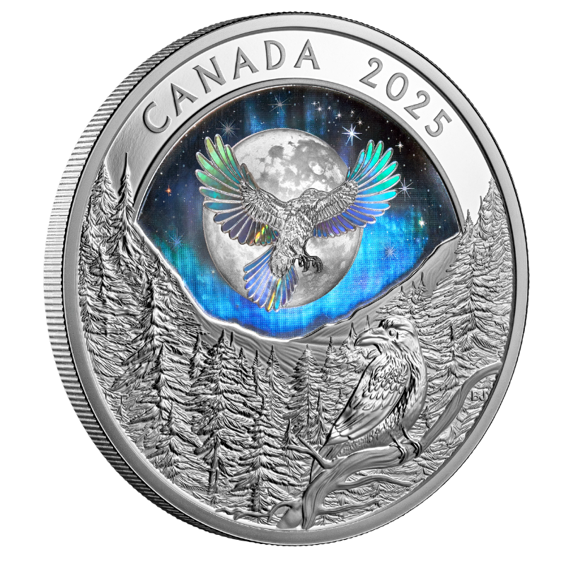 2025 1 oz Silver Coin Moon Sky: Raven Royal Canadian Mint