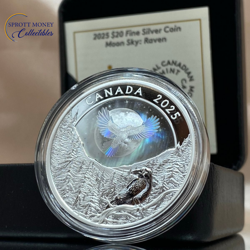 2025 1 oz Silver Coin Moon Sky: Raven Royal Canadian Mint