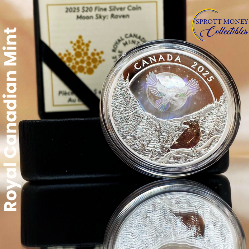 2025 1 oz Silver Coin Moon Sky: Raven Royal Canadian Mint