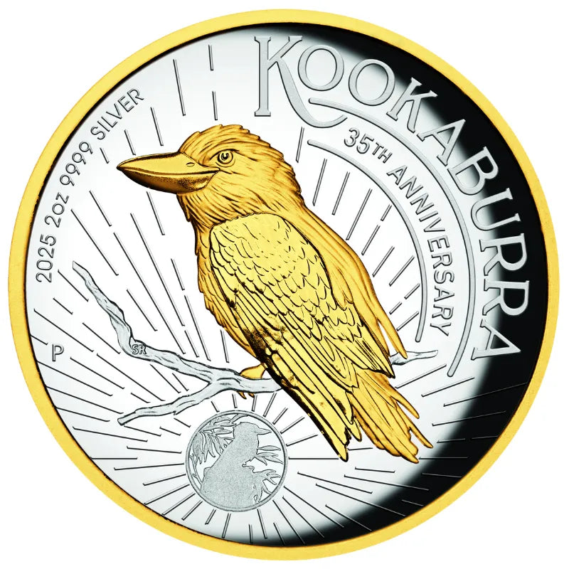 2025 2oz Silver Australian Kookaburra Proof High Relief Gilded Coin in Canada