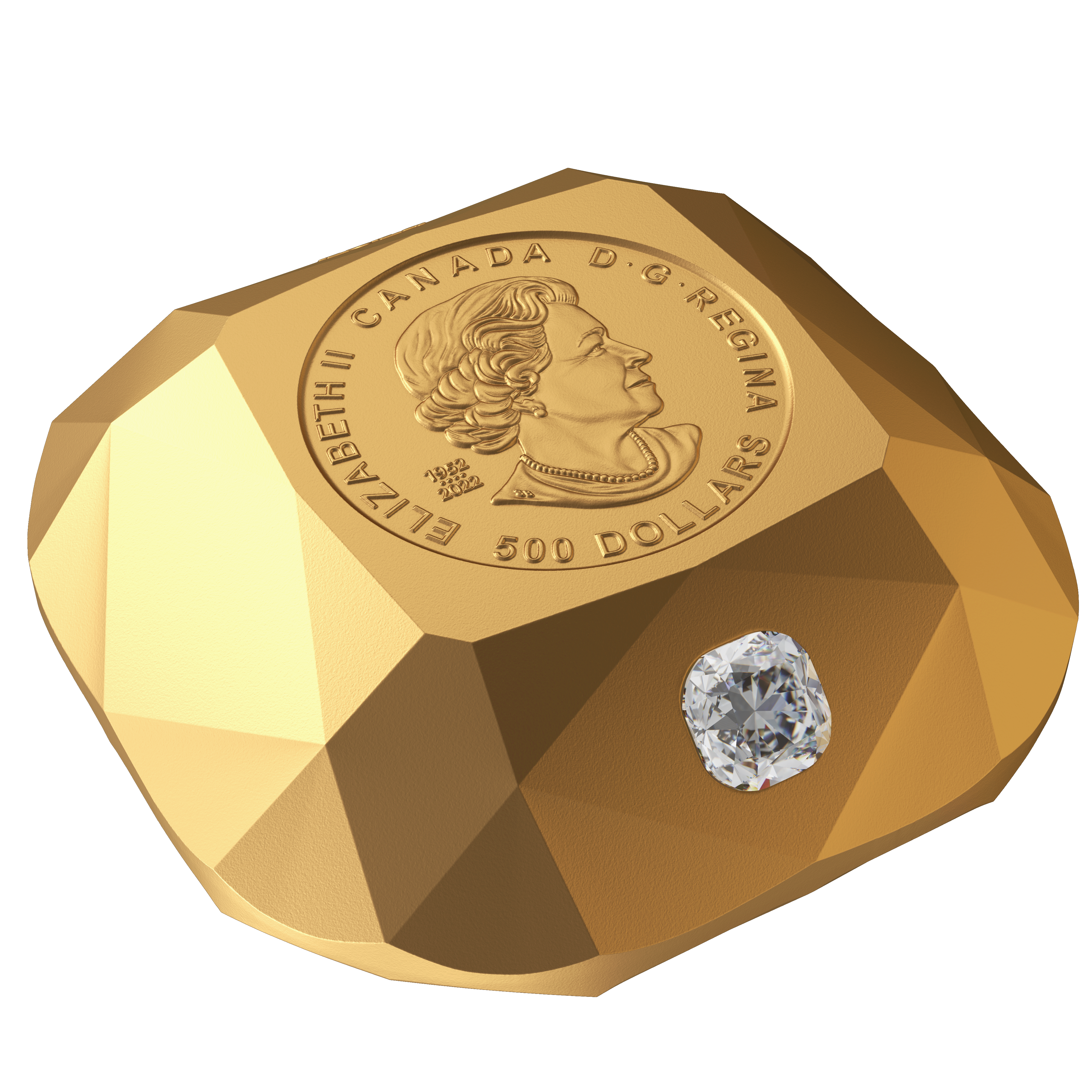 2024 De Beers Ideal Cushioned Diamond 5 oz Pure Gold Diamond-Shaped Coin