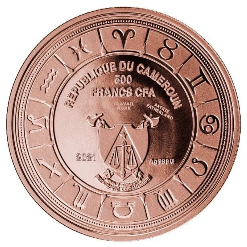 Capricorn Zodiac Sign Rose-Gold Plated Silver Coin 