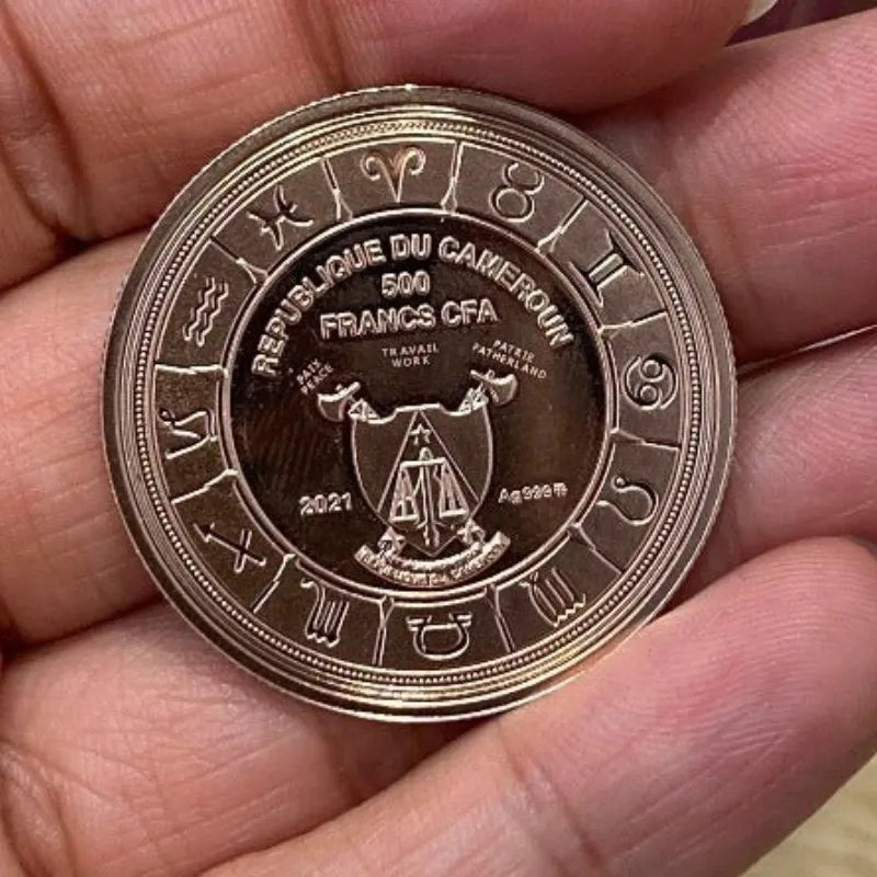 Capricorn Zodiac Sign Rose-Gold Plated Silver Coin 